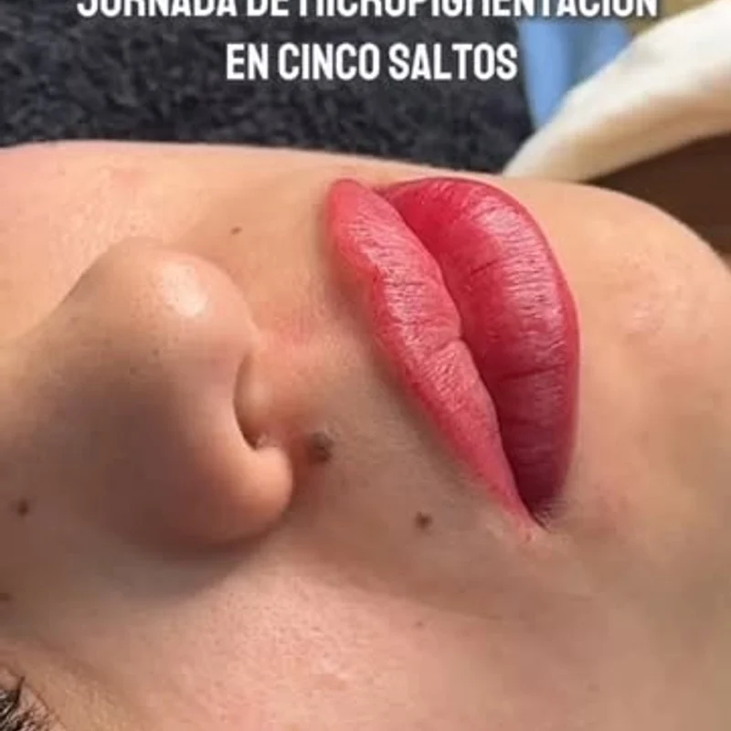 Micropigmentación de labios recién realizada